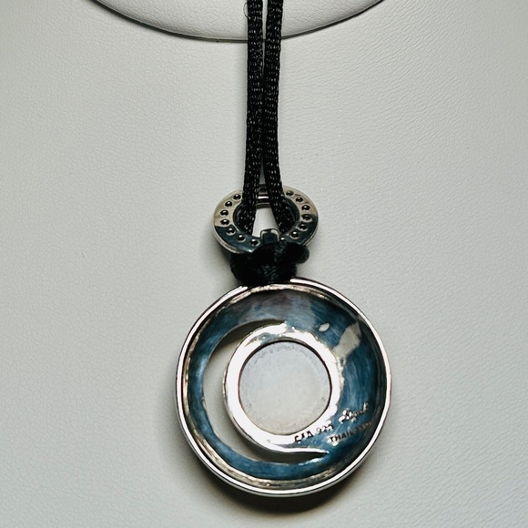 Vintage 925 David Sigal Sterling Silver & Onyx, Pavé CZ Leopard enameled Pendant - Picture 7 of 15